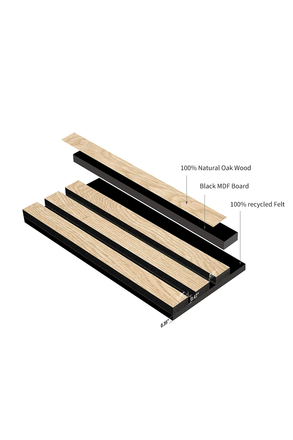 100% Real Wood finishing Acoustic Slat Panels - Standard- Oak Color 2PCS/PKG