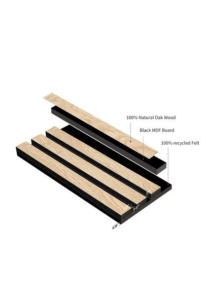 100% Real Wood finishing Acoustic Slat Panels - Standard- Oak Color 2PCS/PKG